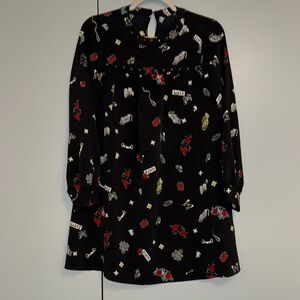 Black Printed Zara Dress of Tunic with Stud Details